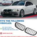 E92 Grille - Front Kidney Grill Double Slats Glossy Black Compatible with 2010 2011 2012 2013 BMW E92 E93 LCI Coupe 320i 328i 335i,Black Kidney Grill