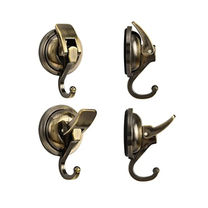 Wreath Cup Hook, Antique Brass- Plated Plished Super Suction Hanger for Glass Window, Kitchen， Bathroom and Restroom,2Pack,