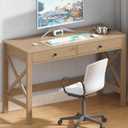 ChooChoo 39.4 Inches Farmhouse Computer Desk with 2 Drawers, 40inch without Power Outlet