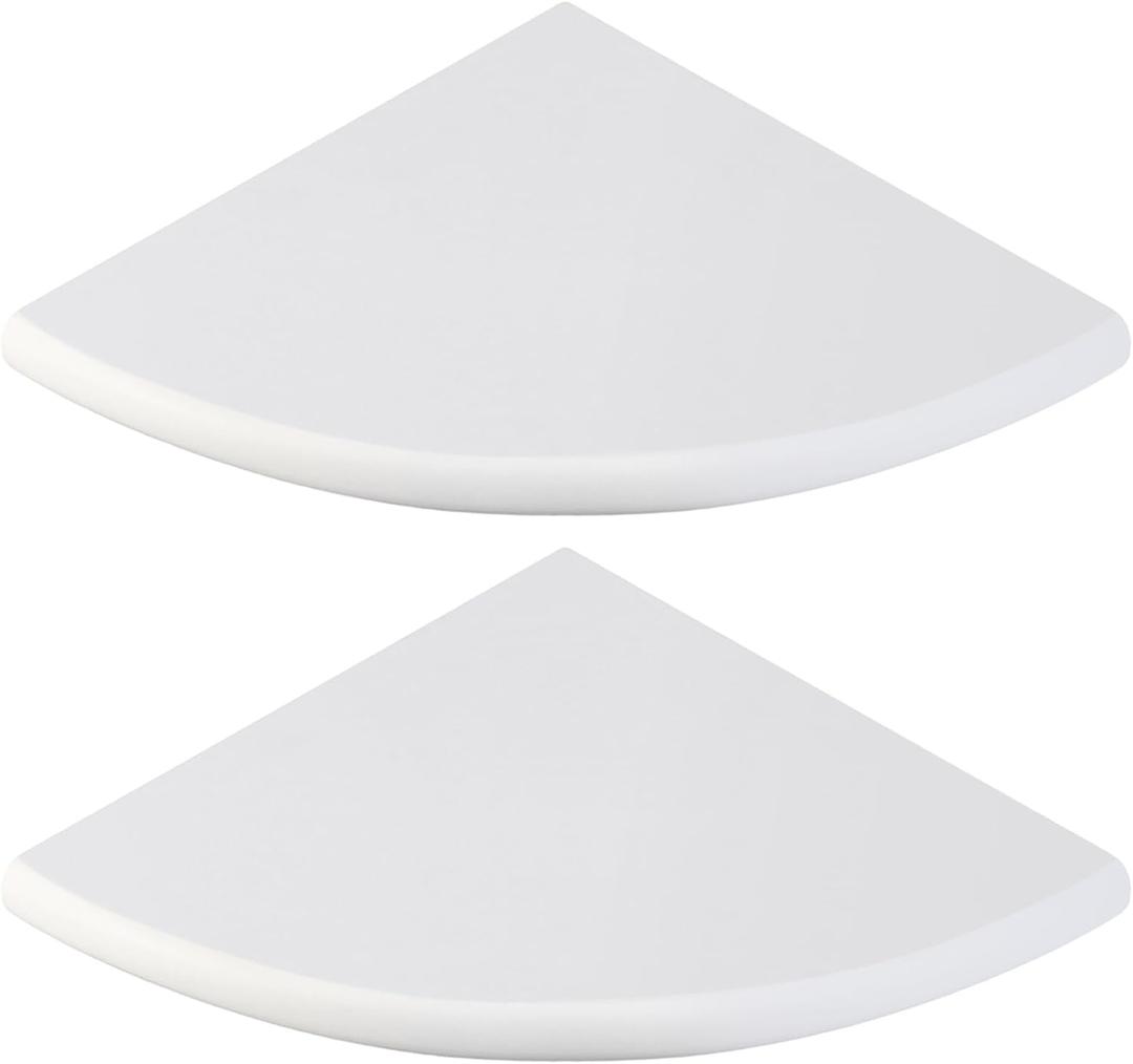 Chunful 2 Pcs White Marble Corner Shower Shelf for Bathroom 9 x 9 Inch Wall Mounted Both Sides Polished Marble Corner Shelves Shower Caddy for Bathroom Wall(Classic), 9 x 9 x 0.8 inches