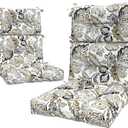 LVTXIII Outdoor High Back Chair Cushions 2 Pack, 44"x20"x4" Outdoor Patio Cushion Set with Ties, All Weather Thick Tufted Seat Cushions for Deep Seat & Rocking Chairs, Dailey Tan