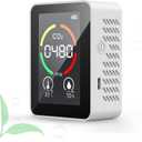 KATZEIST CO2 Detector, Air Quality Monitor Mini CO2 Meter Portable Detector Temperature Humidity Air Analyzer Digital for Home, Office, Travel (3 in 1-Semi)
