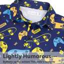 Boys Golf Polo Shirts Short Sleeve - Fun Hawaiian Performance Polo Shirt, Summer Casual Active Tops for Kids Age 7-14 (Blue)