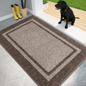 PURRUGS Dirt Trapping Door Mat 32" x 48", Non-Slip Machine Washable Entryway Rug, Entrance Mat, Indoor Front Door Mat, Super Absorbent Entry Rug for Muddy Shoes & Paws, Beige & Grayish Brown