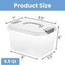 Elsjoy 8 Pack 5.5 Quart Plastic Storage Bins with Lid and Handle, Clear Latch Storage Box Stackable Organizing Bins, Lidded Storage Container for Home, Office