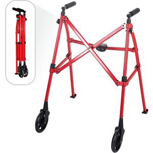 Stander Space Saver Walker Short, Lightweight Folding Rolling Mobility Aid for Juniors & Petite Adults, Compact 2-Wheel Disability Device with 6-inch Wheels & Rear Ski Glides, Cobalt Blue