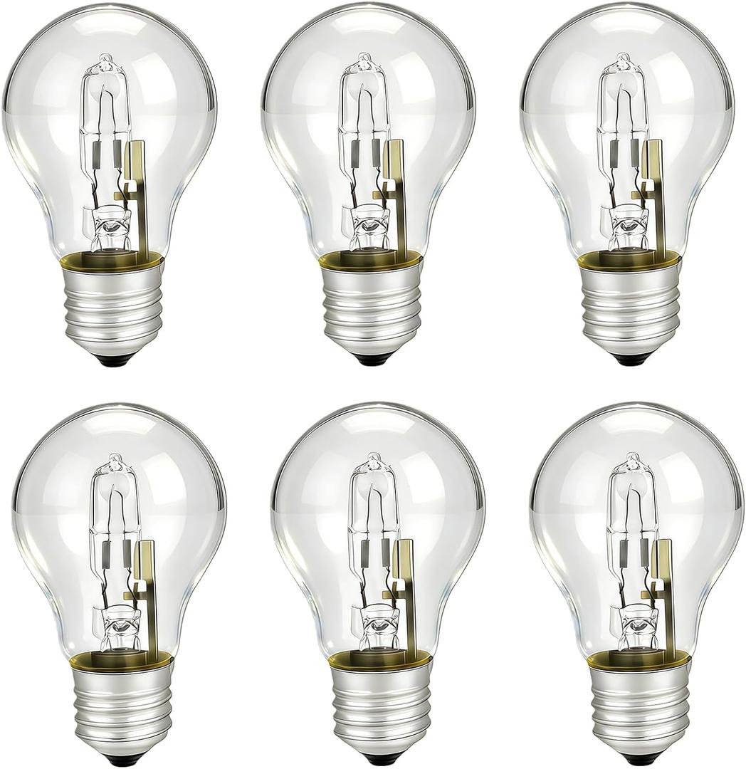 6-Pack 78796&043168787963 Halogen Light Bulbs, 43W A19 E26 Base 120V, 60W Equivalent, Replacement Bulbs for Table Lamps & Enclosed Fixtures