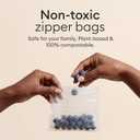 Vove Compostable Snack Bags 50 Ct  PFAS-Free, BPI Certified, Freezer Safe with Airtight Seal for Snacks & School Lunches, Plant-Based