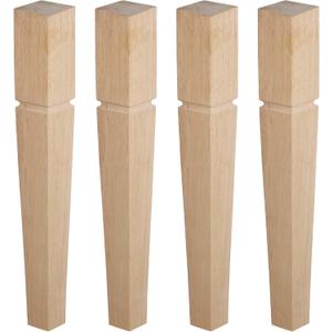 30 Inch Square Unfinished Oak Furniture Legs - Heavy Duty Mid Century Tall Wooden Legs Set of 4 for Tables, Bench, Ottomans (Natural)
