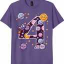 Kids 4th Birthday Space Planets Rocket 4 Year Old Bday Boys Kids T-Shirt XS