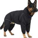 Dog Raincoat Rain Jacket Coat, Full Leg Coverage Waterproof Rain Suit with Detachable Hood & Tail, Reflective Strips, Snag-Free Top Zipper (Black for Boy, XXX-Large)