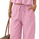 LILLUSORY 2 Piece Sets for Women Summer 2026 Vacation Travel Beach Outfits Lounge Matching Casual Airport Clothes (S)