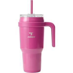 REDUCE 40 oz Stainless Steel Tumbler with Handle - Dual-Wall Vacuum Insulated Travel Mug, Sweat-Proof Lid & Reusable Straw - Keeps Drinks Cold for 24 Hrs, Fits Cupholders, Dishwasher Safe - Sangria