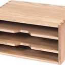 DDYURI 3-Tier Paper Storage Letter Tray File Sorter - Wood Desktop Document Organizer Holders with Mail Sorter, School & Home Magazine File Dividers, Book Rack Shelf Stand for HD-SJ3K (Light)