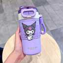 Kuromi Stainless Steel Insulated Water Bottle with Carrying Loop (Spout & Straw) - 510ml, Purple