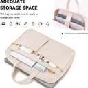 Ferkurn Laptop Bag Case Women Men Computer Bag Compatible with MacBook/HP/LG/Dell, Shoulder Strap Slim Carrying Messenger Briefcase, Beige, 15.6-16 Inch