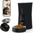 NEWBULIG Automatic Cat Feeder, 4L Timed Pet Feeders with 10s Voice Recorder, Dog Food Dispenser with APP Control, Dry Food, 10 Meals, Programmable 50 Portions, Dual Power Supply, Desiccant Bag