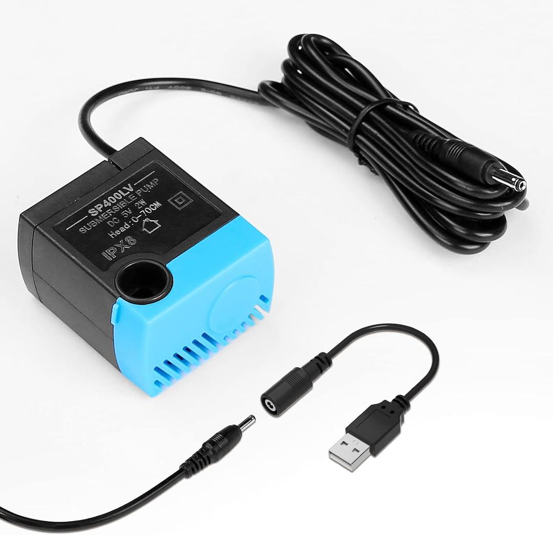 SP-400LV Cat Water Fountain Pump, SP-400LV USB Plug Replacement Pump Compatible with Butterfly, Seaside, 360 Plastic Pet Water Fountain (No USB Adapter)