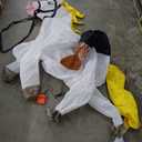 Stegosaurus Inflatable Horse Costume Adult Halloween Blow Up Costumes Ride On White Horse Costume Funny Riding Horse Suit for Men Women Cosplay Kentucky Derby Party