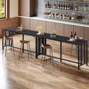 YATINEY 70.9" Bar Table, Long Counter Bar Height Table, Rectangular Bar Pub Table with Metal Frame, for Dining Room, Living Room, Kitchen, Balcony, Black BT13BB, 70.9" L x 15.7" W x 35.8" H