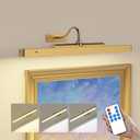 Wireless Picture Light Battery Operated, 1Pack Remote Control Painting Light with Timer, 13Hrs Service Life Art Display Light for Picture Frame Artworking Portrait, Poster, Photo, Mirror -Brass