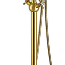 Freestanding Bath Taps, 2 Mode Water Outlets Floor Mounted Bathtub Tap with Handheld Shower, 360° Swivel Spout Bath Taps Cold and Hot Water Vintage Brushed Gold Bathroom, Taps(B)