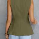 MEROKEETY Women's Summer Sleeveless Tank Tops Crewneck Ruffle Flowy Peplum Babydoll Blouses Trendy Clothes (Green, S)