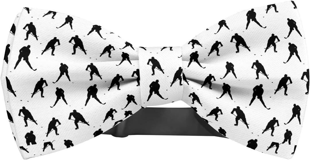 Adjustable Pre-tied bow tie for toddler Boys (Hockey Players Pattern) Elegant Cute Bowties for Dogs Cats Pets