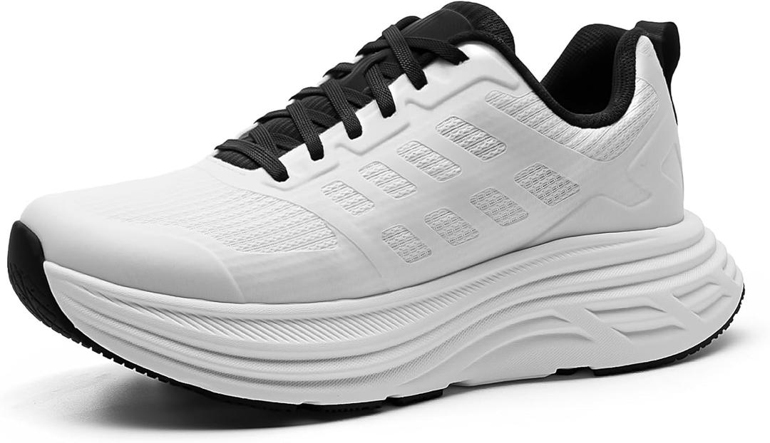 NORTIV 8 Women's Walking Shoes Cushion Running Tennis Shoes Active Float Non-Slip Comfortable Breathable Workout Gym Sports Athletic Fashion Sneakers (6.5, White)