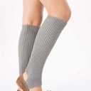 YUANQIAN Women Winter Extra Soft Long Legwarmer Warmer Knitted Stirrup Leg Warmers for Yoga Ballet Dance (Grey)