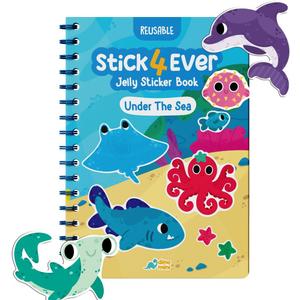Stick4Ever Jelly Sticker Book - for Kids - Waterproof, Easy to Clean Reusable Sticker Book for Toddlers- Reusable Road Trip Activities for Kids - Stocking Stuffers for Toddlers(Under The Sea)
