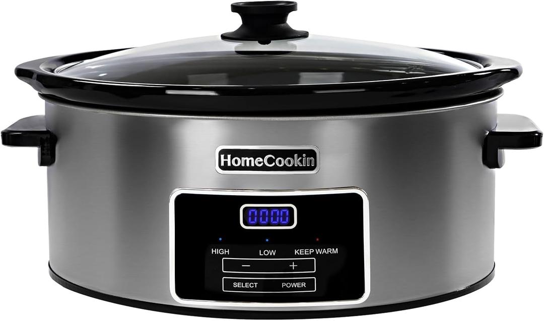 8-Quart Digital Programmable Slow Cooker with Timer - Small Kitchen Appliance for Family Dinners - Serves 10+ People - Heat Settings: Keep Warm, Low and High