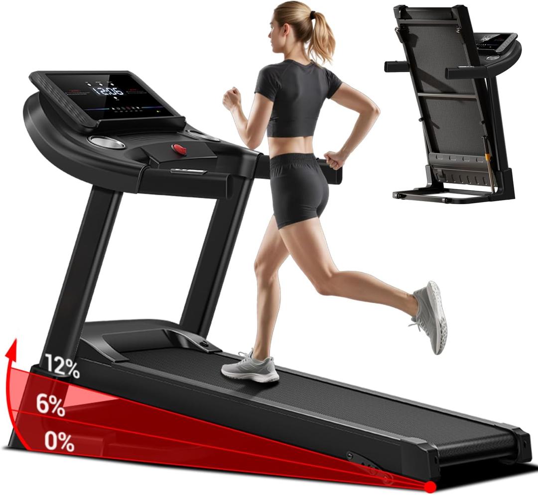 UMAY Fitness Home Folding Incline Treadmill with Pulse Sensors, 3.0 HP/3.5HP Quiet Brushless, 300 lbs/400lbs Capacity