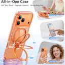 Summer Series 360 Spin Stand for iPhone 17 Pro Max Case (Compatible with MagSafe) [Military Drop Protection] Magnetic Clear Shockproof Protective for 17 Pro Max Phone Case 6.9'', Cosmic Orange