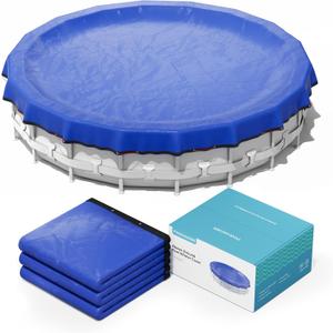 Winter Pool Cover 18FT - 18 Foot Round Pool Cover, 4 Foot Overlap Extra Thick 420D Round Above Ground Pool Cover with Winch and Cable (Blue)