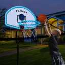 Solar Power Trampoline Basketball Hoop with Led Lights, Easy to Install Basketball Hoop Fit for 25mm Straight Pole & Curved Pole Outdoor Trampoline, Trampoline Basketball with Ball & Pump (2"D x 24.5"W x 16.1"H)