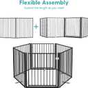 No Pawblems Free Standing Dog Gate, 36'' Tall Foldable Dog Fence for Indoor & Outdoor, Up to 52 Inch Extra Wide Puppy Gate for Stairs, Hallways, Doorways, Deck, Yard (Black, 2 Panels)
