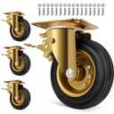 WBD WEIBIDA 6 in Heavy Duty Outdoor Casters Set of 4, 2600 Lbs Industrial Rubber Wheels for Cart Furniture and Workbench, Castors Dual Locking Replacement (4 Brakes, Free Spanner)
