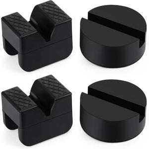 Amylove 4 Pcs 2 Types Jack Stand Pads Adapter Universal Slotted Frame Rail Pinch Welds Protector Rubber Jack Pad for Jack Stand Accessories