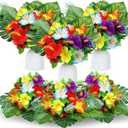 Hotop 12 Pcs Hawaiian Flower Centerpieces for Tables Artificial Palm Leaves Fake Hibiscus Flowers Tropical Party Decorations Supplies for Luau Safari Jungle Beach BBQ Theme Party Birthday Table Decor