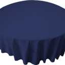 LA Linen Polyester Poplin Washable Round Tablecloth, Stain and Wrinkle Resistant Table Cover 72", Fabric Table Cloth for Dinning, Kitchen, Party, Holiday 72-Inch, Navy