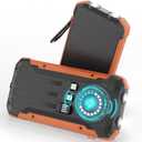 ERRBBIC Solar Charger Power Bank 20000mAh, Portable Wireless Charger, 15W Fast Charging External Battery Pack with Dual Flashlight and USB C Outputs. Outdoor Mobile Power Compatible with Cell Phones (Orange)