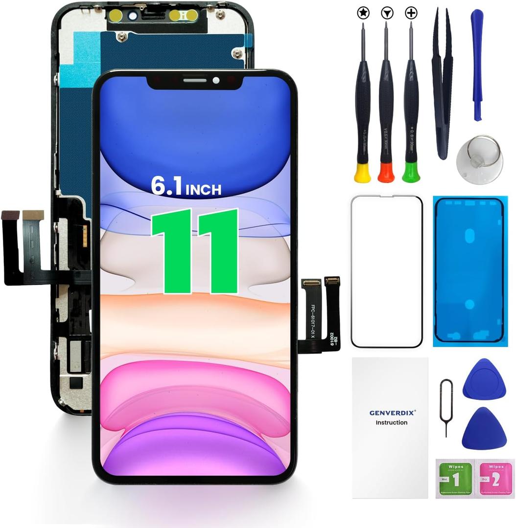for iPhone 11 Screen Replacement 6.1, 3D Touch LCD Display Repair kit, Digitizer Assembly with Tools Set, Tempered Glass, Waterproof Frame Adhesive