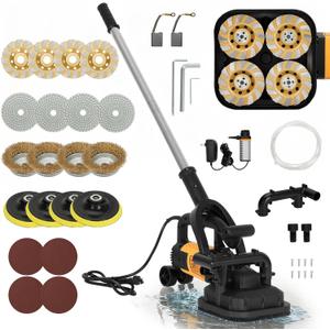 4-Head Concrete Floor Grinder Set, 3800W Concrete Grinder with 6-Speed Control, 6000 RPM Ergonomic Handle & Dust Collection Cover - Ideal for Surface Preparation, Cement, Marble Floors & Surfaces