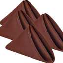 2 x Wolkemer Set of 4 Chocolate Cloth Napkins 17 x 17 Inches Solid Washable Polyester Dinner Napkins with Hemmed Edges for Dinners Parties Weddings Banquets Events Table Decoration