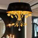 TOCHIC Drum Chandelier with Gold Leaves Vintage Chandelier with Linen Shade
20"D Modern Farmhouse Chandelier Suitable for Dining Living Room, Bedroom, Entryway, Height-adjustable, Dimmable, Soft Light