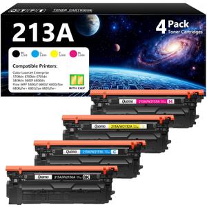 213A Toner Cartridge 4 Pack with Chip Compatible for HP 213A 213X W2130X W2130A Replacement for HP Color Laserjet Enterprise 5700dn MFP 5800dn 6701 6700 6800 6801 dn Flow MFP 5800 6800 Series Printer