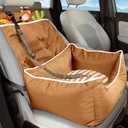 Dog Car Seat, Puppy Booster Seat, Double-Sided Travel Carrier Bed for Small and Medium Pets, Waterproof Pet Booster Seat with Pockets. Perfect for Summer and Winter, Brown