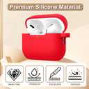 2 x MILPROX Compatible for AirPods Pro 3 Silicone Case 2025 - Soft Protective Skin Cover with Carabiner/Lanyard for Women Girls Men, Front LED Visible, Girly Smooth Design for Shockproof Case - Red