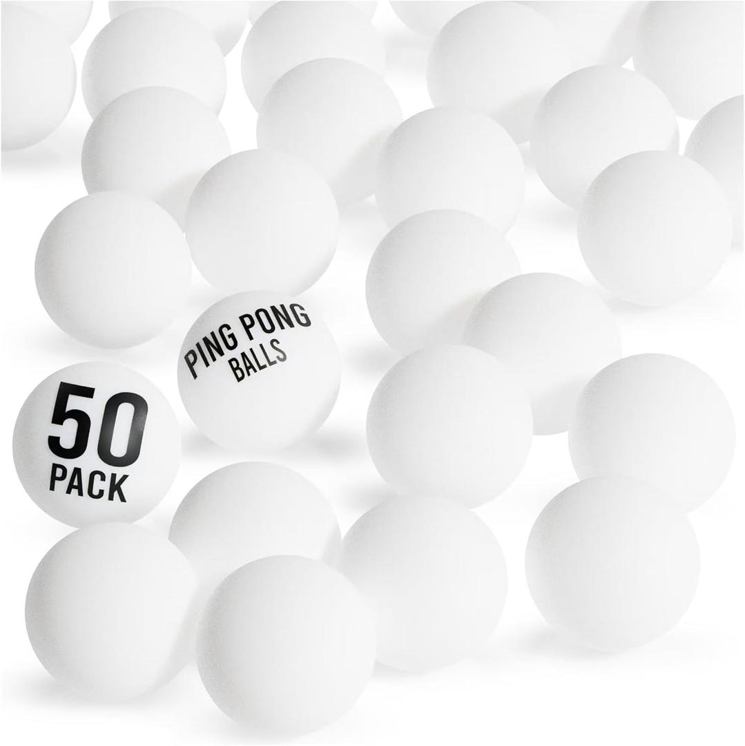 Ping Pong Balls White, Pack of 50, Professional ABS Table Tennis Ball 1 Star 40mm Official Size + Weight, for Training & Practice - Durable High Performance